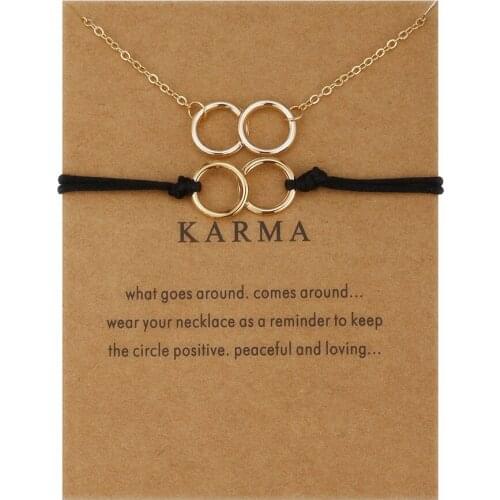 Fashion Karma Double Circle Alloy Necklace Bracelet Jewelry For Women