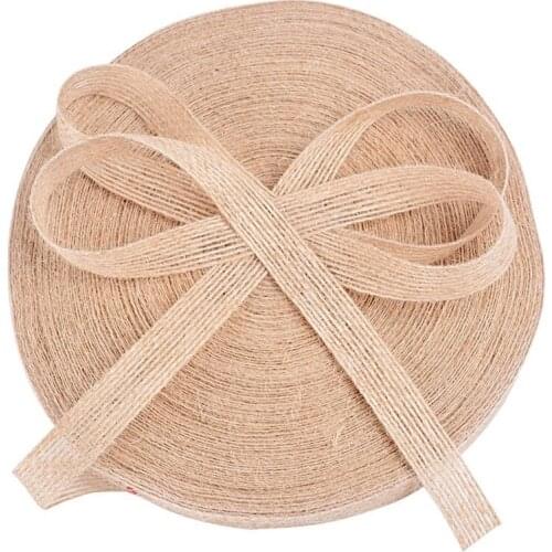 Natural Burlap Fabric With Beautiful Burlap Ribbon Wedding Event Party And Home Decoration Long 100 Yards Wide 1.5Cm