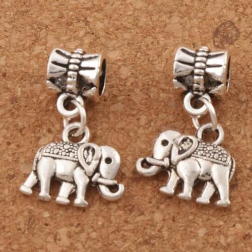 Dots Saddle Elephant Charm Beads 23pcs zinc alloy Dangle Fit European Bracelets B1170 17x25 mm