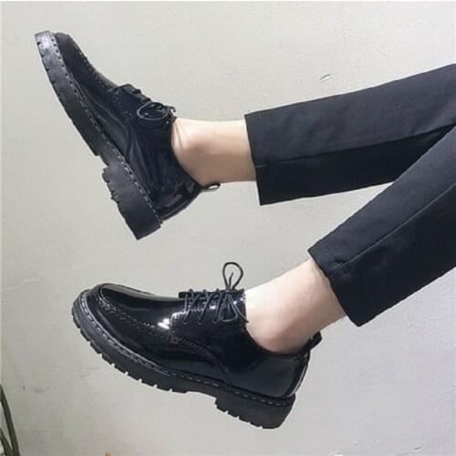 Autumn leather shoes mens Korean version of the British casual shoes students all-match mens shoes youth black leather shoes