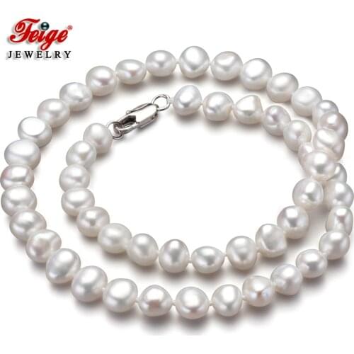 Some Flaws White Natural Baroque Freshwater Pearl Choker Necklace for Women Gifts Fashion Pearl Jewelry Wholesale FEIGE