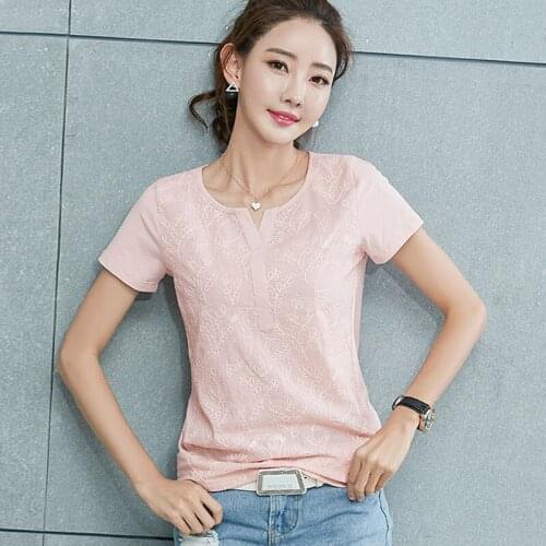 Poleras De Mujer Embroidery T Shirt Women Summer 2018 Tops Short Sleeve T-Shirt Korean Plus Size Womens Clothing Tee Shirt Femme