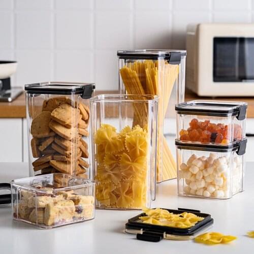 For Transparent Plastic Kitchen Whole Grain Organizer Tank Spice Snack Nut Dry Goods Storage Boxes Food Container Sealed Jar