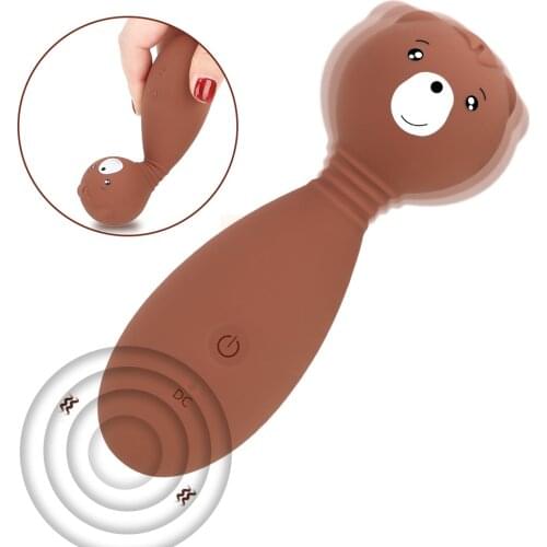 Clitoris Stimulator G Spot Vibrator Cute Bear 12 Speeds Vibrating Dildo 360 Degree Rotation Sex Toys for Women