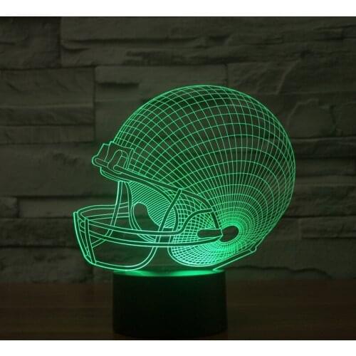 Rugby Cap Colorful Acrylic 3D Lamp Touch Round Bottom Gift Usb Led 3d Light Fixtures Visual Stereo Gradual 3d Nightlight