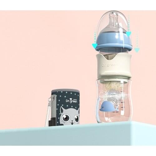 USB Insulation Baby Bottle Warmer Glass Wide Mouth PPSU Drop Resistant Constant Temperature Quick Flush Milk Cute Water Newborn