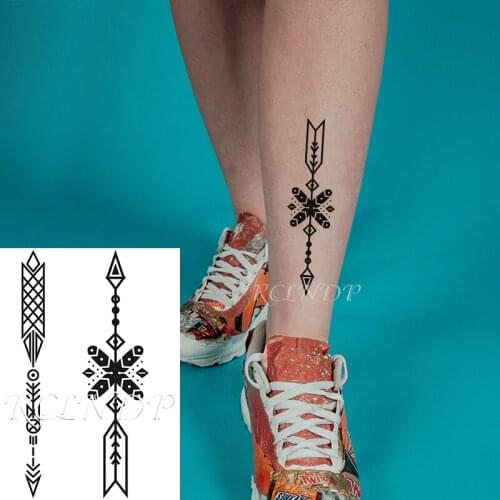 Waterproof Temporary Tattoo Sticker Arrow Cross Pattern Line Element Fake Tatto Flash Tatoo Arm Back Body Art for Men Women