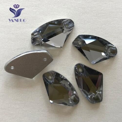 YANRUO #3256 All Sizes Black Diamond Sewing Stones Flatback Galactic Crystal Rhinestone Sew On Strass Beads