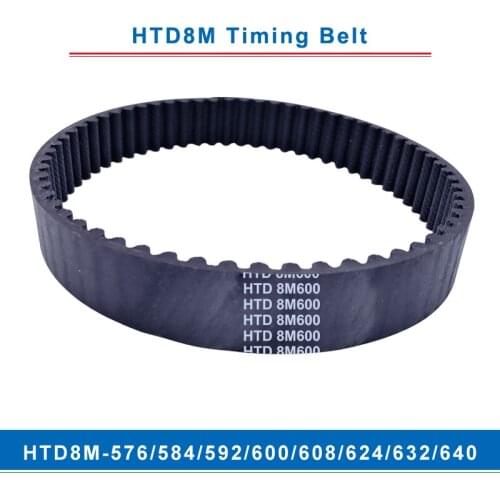 Timing belt HTD8M-576/584/592/600/608/624/632/640 teeth pitch 8mm circular teeth belt width 20/25/30/40mm for 8M timing pulley