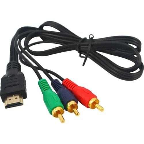 1m HDMI-compatible Male to 3 RCA Video Audio AV Adapter Cable 3ft 3RCA Stereo Converter Component for TV Set-Box DV DVD