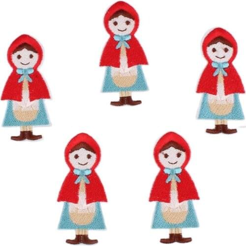 10pcs/lot Cute Little Girl Patch Iron On Sew On Cartoon Stickers for Clothing Repair DIY Fabric Appliques Handmade Badge