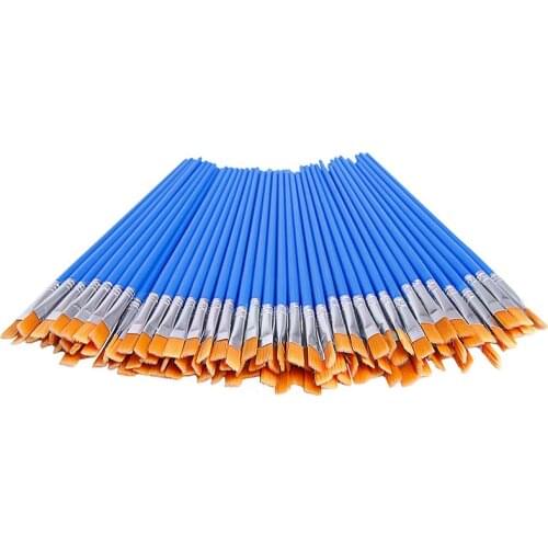 100 Pcs Flat Paint Brushes,Small Brush Bulk for Detail Painting,Nylon Hair Brushes Acrylic Oil Watercolor Fine Art Painting for