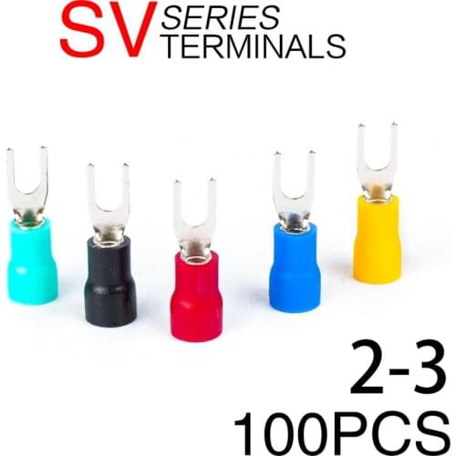 100PCS SV2-3 wire crimping terminal connector flat terminal crimping wire connector insulation and waterproof A.W.G 16-14
