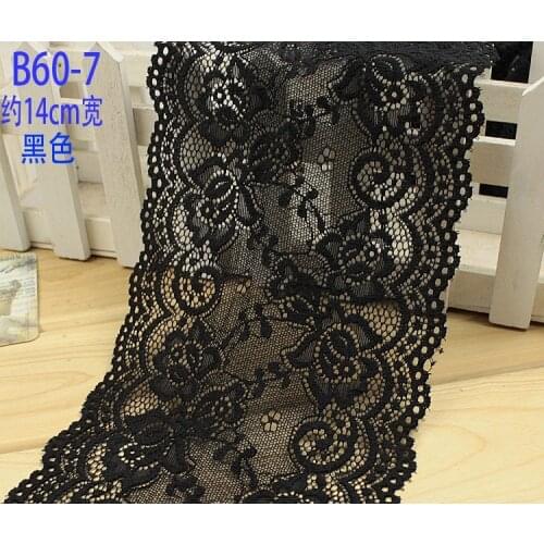 14cm wide 4mts/lot, Black/Off white Garment accessories exquisite color lace quality fabric lace with elastic lace Z1321-04