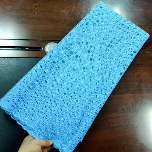 2021 High Quality African Swiss Lace Fabric Swiss Voile Lace In Switzerland Blue Dry Lace Fabric For Party Dress 5 Yards