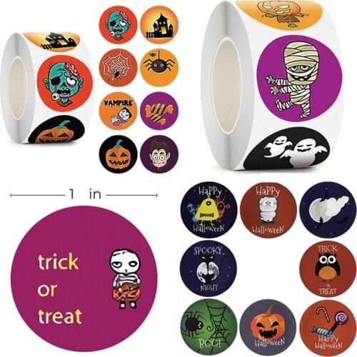 25mm Happy Halloween Pumpkin Spider Stickers Kid Toys Candy Gift Stickers Holiday Party Gift Decoration Envelope Sealing Sticker