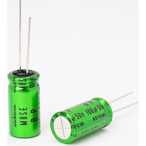4 Pieces Nichicon Copper Feet Audio Non Polar Coupling Filter Capacitor BP 100UF 50V MUSE 50 100UF 12.5x25mm