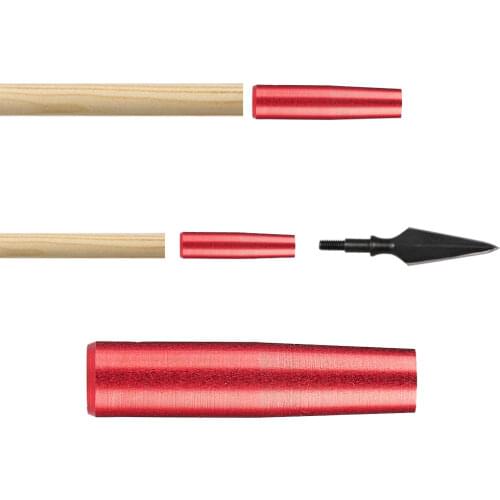 8mm Bamboo Wood Arrow Jacket Aluminum Seat Aluminum Sleeve Red Silver Bow and Arrow Sleeve Archery Rod Connection Accessories