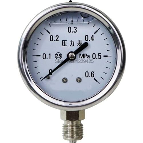 All Stainless Steel YN60BF Shock-proof Pressure Gauge 304 Material Corrosion High Temperature Resistant hydraulic pressure