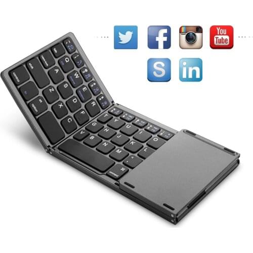 Keyboard Touchpad Bluetooth 3.0 Mini Foldable Wireless Keypad for Windows,Android,ios with Tablet ipad Phone
