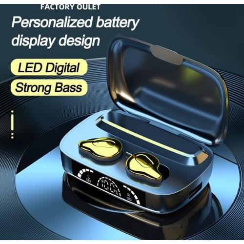 NEW YEAR Gift TWS Bluetooth 5.1 Wireless Headphone Personalized LED Earphone HiFi Strong Bass Headset Metal Paint Sport Earbuds