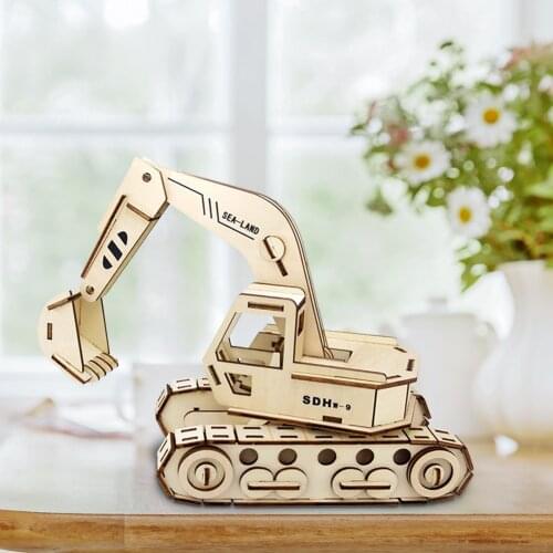Wooden Constructor DIY 3D Laser Cutting Wood Building Block Truck Model Kits Assembly Home Decor Toy Gift For Boys Girls