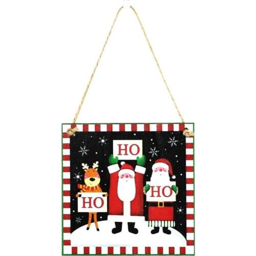Merry Christmas Wooden Sign Snowman Santa Hanging Plaque Door Hanger Xmas Decor