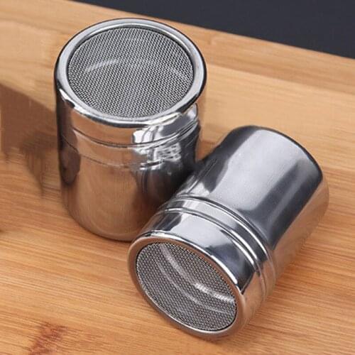 Stainless Steel Powder Dispenser Mesh Flour Sifter Chocolate Shaker Cocoa Coffee Sugar Powder Shaker Dispenser Kitchen Tools