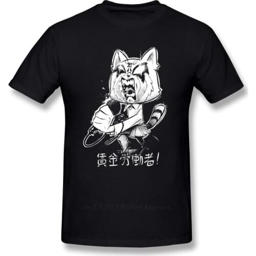 Aggretsuko T Shirt Retsuko Karaoke T-Shirt Short Sleeve 100% Cotton Tee Shirt Man Plus size Beach Cute Graphic Tshirt