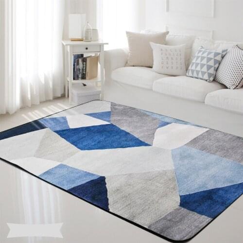 Geometric Nordic Blue Grey Printed Rectangle Carpet Rugs Living Room Bedroom Tapete Non-Slip Children Kids Soft Play Floor Mats