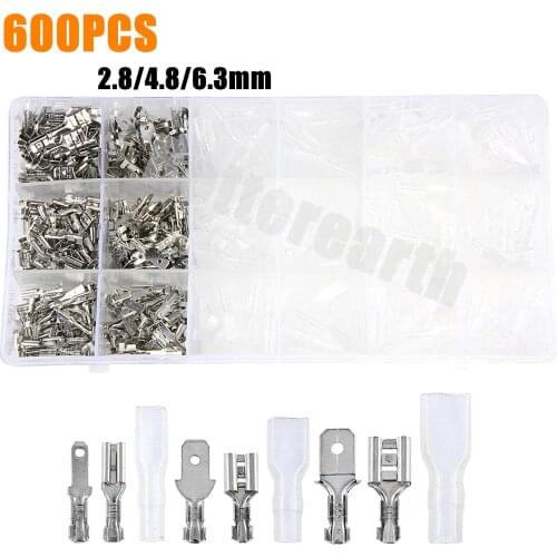 600/360Pcs 2.8mm 4.8mm 6.3mm Insulated Spade Wire Connectors Female & Male Crimp Terminal Set Electrical Cable Crimp Terminal