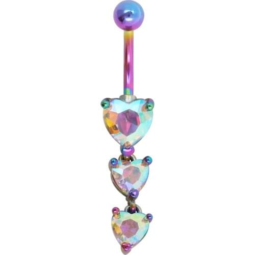 JHJT MUSI 14G Navel Belly Button Rings 316L Stainless Steel Heart Cubic Zirconia Women Belly Body Piercing Jewelry