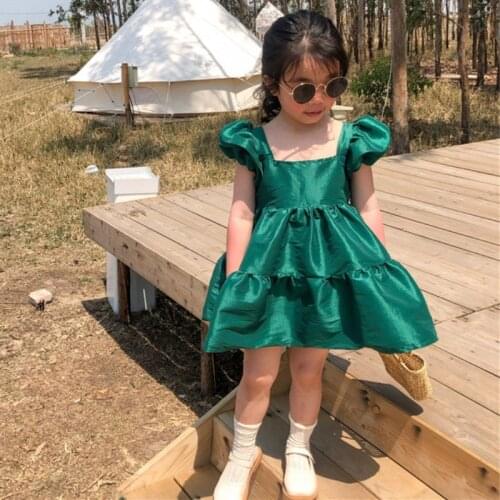 Girls summer clothes Dress puff sleeve sweet princess canonicals dresses 2-7 years old babe fashion high-quality childr clothing