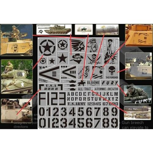 1/35 Scale US Tank General Use Stenciling Template Model Building Tool AJ0018