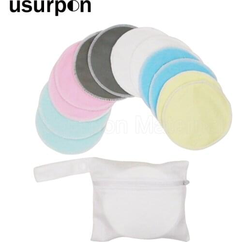 [usurpon]12 pcs breast pad mom nursing pad waterproof fabric and organic bamboo resuable feeding pad with 1 laundry bag