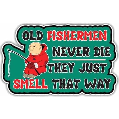 Fishing Old Fishermen Smell Hook Fish Logo Car Stickers Vinyl Trunk RV VAN 3D JDM Car Accessories KK Vinyl Cover Waterproof PVC