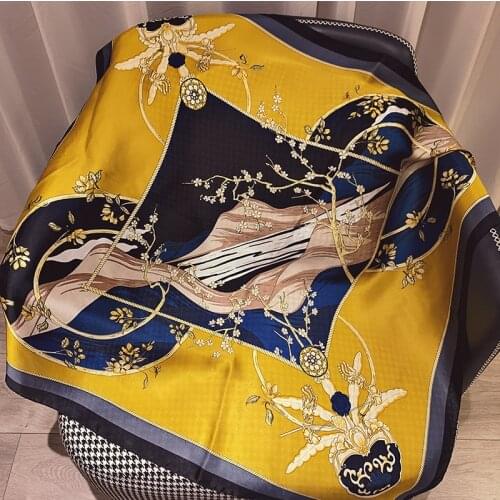 New Versatile Shawl Print 90cmx90c Luxury Brand SCARF Bohemian Silk Scarf Womens Square Scarf womens headdress