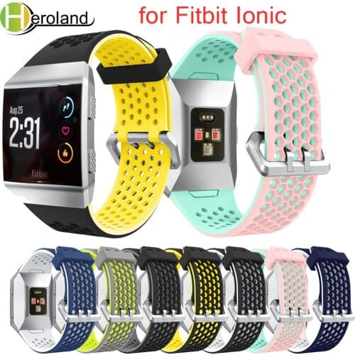 Bracelet Light Weight Ventilate Silicone Sport WatchBands for Fitbit Ionic Smart Watch Adjustable Replacement Bangle Wrist Strap