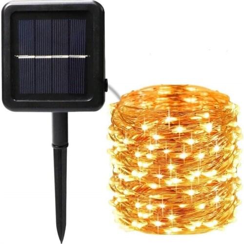 LED Solar Copper Wire Lamp Outdoor Garland Fairy Light 10M 20M Decorative String light for Wedding Garden Yard Lawn Party