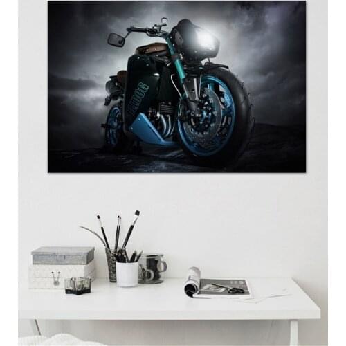 Triple vale Cool Motorcycle Bike Speed living room home wall art decor wood frame fabric posters MC662