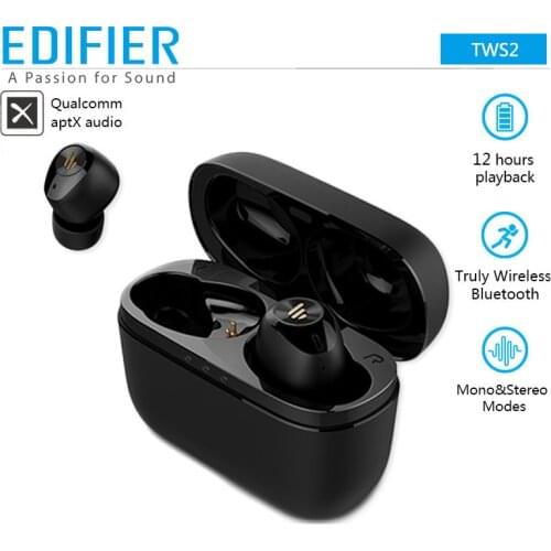 EDIFIER TWS2 TWS Wireless Earphones Bluetooth 5.0 HD Stereo Earbuds Independent Using Noise Reduction In-Ear Sport Earphone