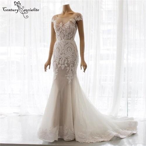 Vintage Mermaid Wedding Dresses Lace Appliques Corset Back Sheer O-Neck Cap Sleeve Plus Size Bridal Gowns Vestido De Novia