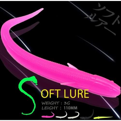 WALK FISH 10PCS/Lot 110mm/3g Soft Lure Silicone Sharp-Tailed Lure Luminous Fishing Baits Worm Loach Soft Baits Sea Pesca Tackle