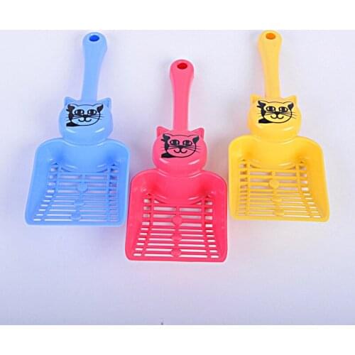 100pcs Candy Color Cat Shape Shovel Pet litter Scoop Plastic Cat Sand Shovel Cat Clean Tool WB149