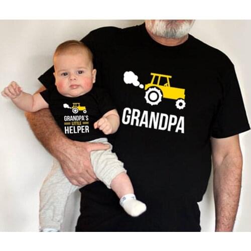 1pc Grandpa and Grandpas Little Helper Matching Grandpa and Grandson T-shirts Summer Short Sleeve Matching Family Look Outfits