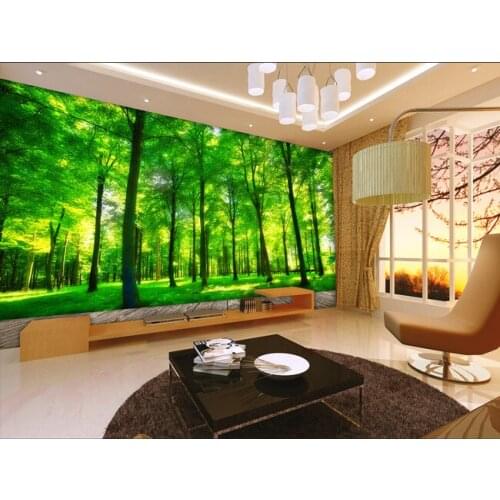 Custom 3d photo wallpaper, 3D stereoscopic green forest mural for living room bedroom TV backdrop waterproof papel de parede