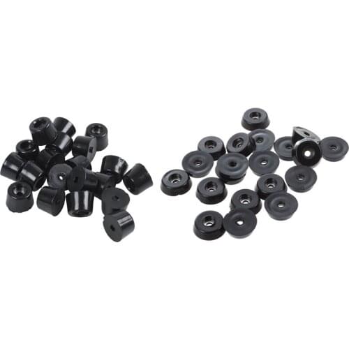 40Pcs Rubber Anti Vibration Conical Shape Furniture Table Chair Leg Tip Foot Pads Black - 20Pcs 14X9X12Mm & 20Pcs 18X15X5Mm