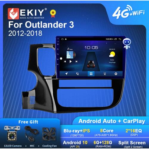 EKIY 10.1'' IPS NO 2 Din Android 9.0 Car Radio Multimedia Auto For Mitsubishi Outlander 3 2012-2018 Player 4G GPS Navigation