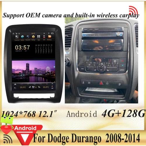 128G Car Radio Android 9.0 2DIN Stereo For DODGE DURANGO 2009-2020 Vertical Screen Car GPS Navigation Stereo Multimedia Player
