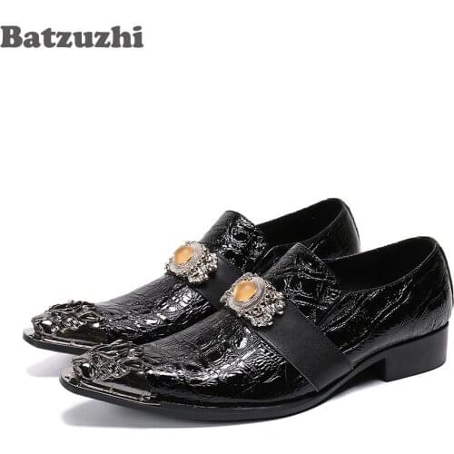 Batzuzhi Designers Handmade Mens Shoes Luxury Formal Mens Leather Dress Shoes Black Soft Leather Business Shoes Men Zapatos